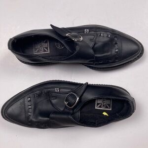 T.U.K Black TUKskin Pointed Toe Vegan Buckle Creeper